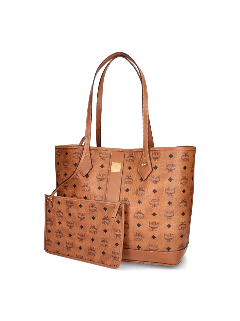 Mcm Brown Liz Visetos Leather Tote Bag