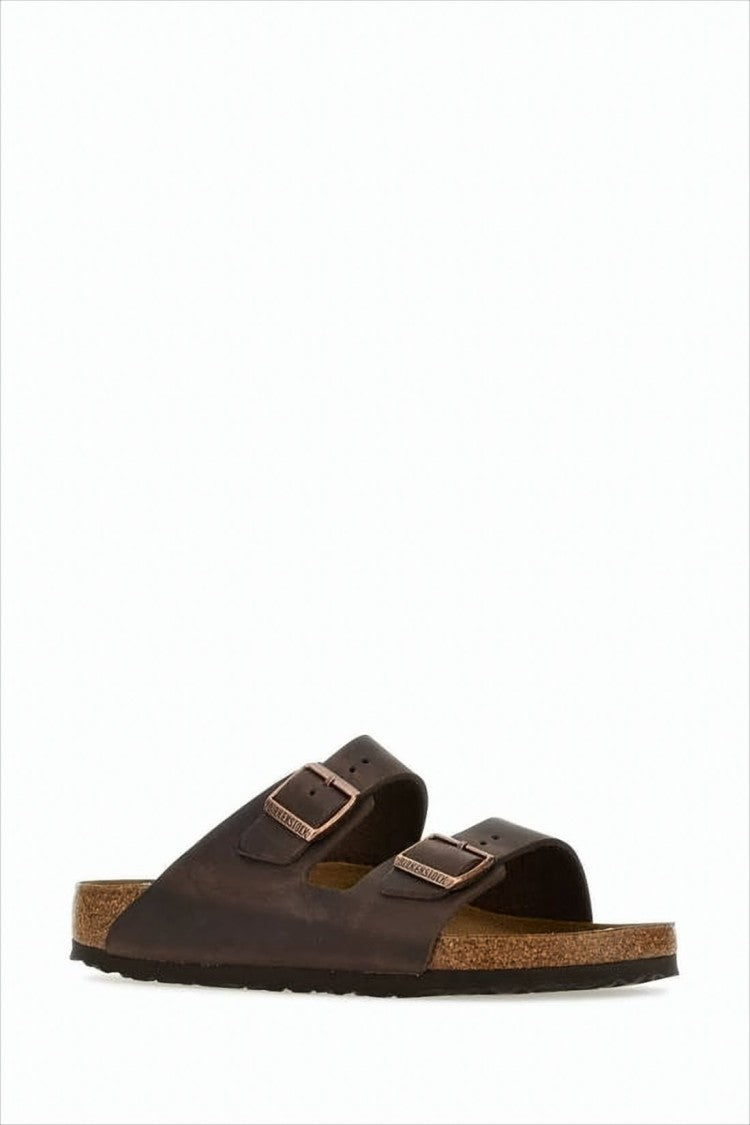 Birkenstock Classic Brown Leather Mule With Adjustable Straps