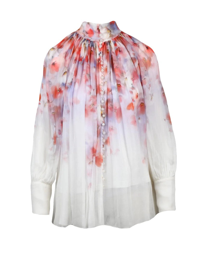 Zimmermann Chiffon Blouse With Puff Sleeves And Jewel Buttons