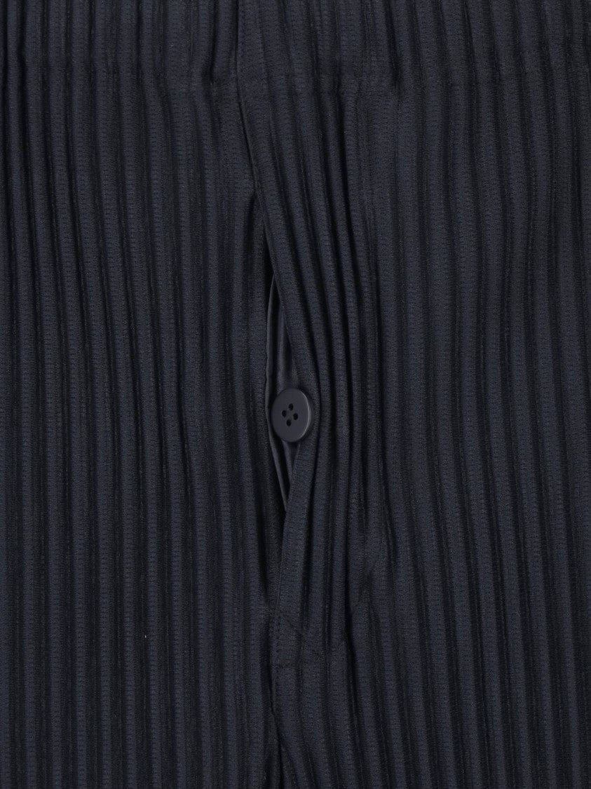 Homme Plissé Issey Miyake Black Pleated Button Closure Straight-Leg Pants