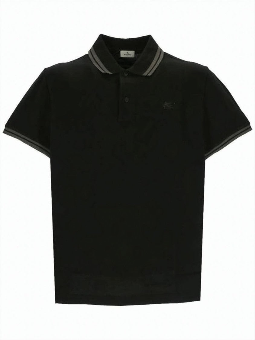 Etro Short-Sleeve Polo Shirt With Contrasting Stripes