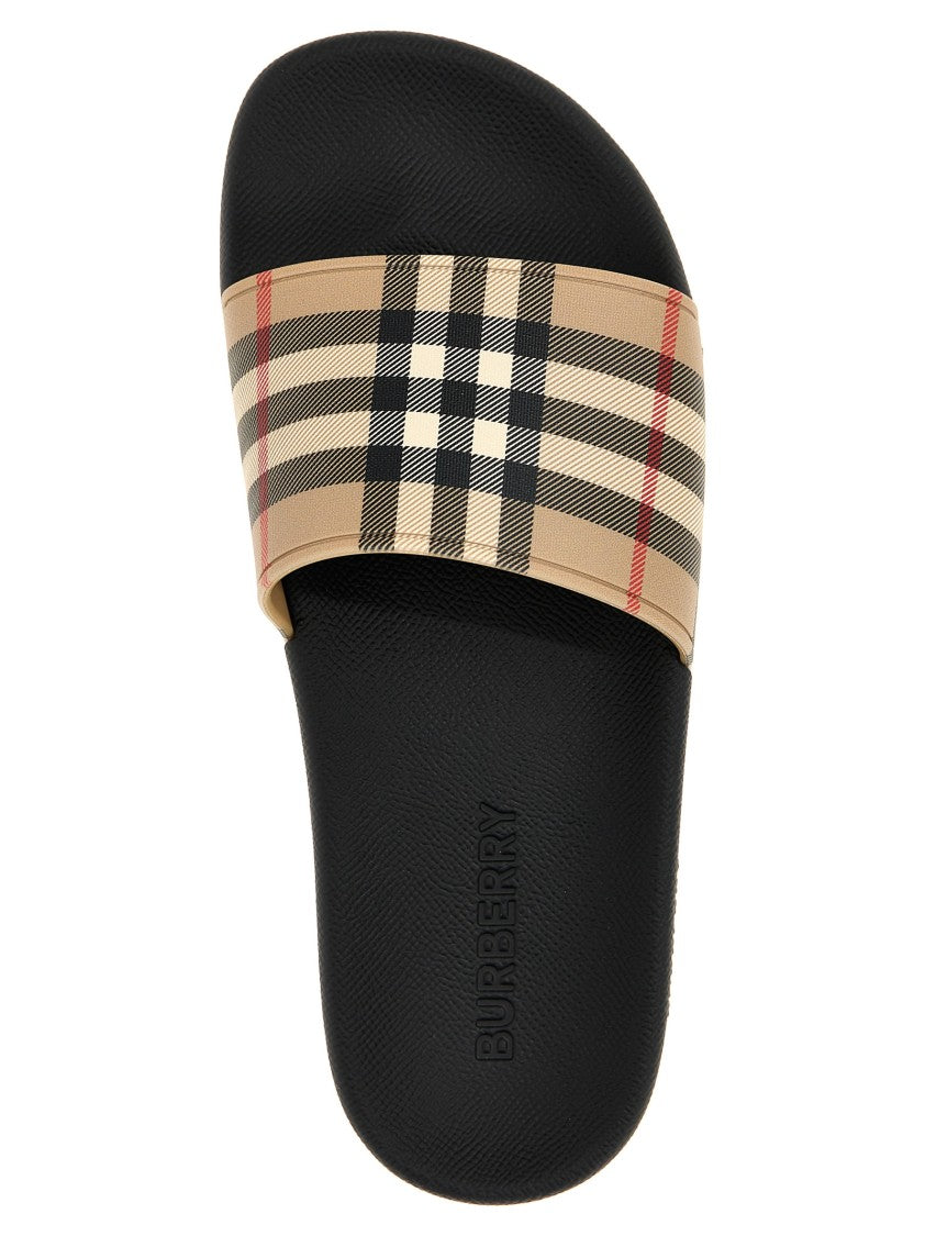 Burberry Rubber Slides With Iconic Check Design And Textured Sole