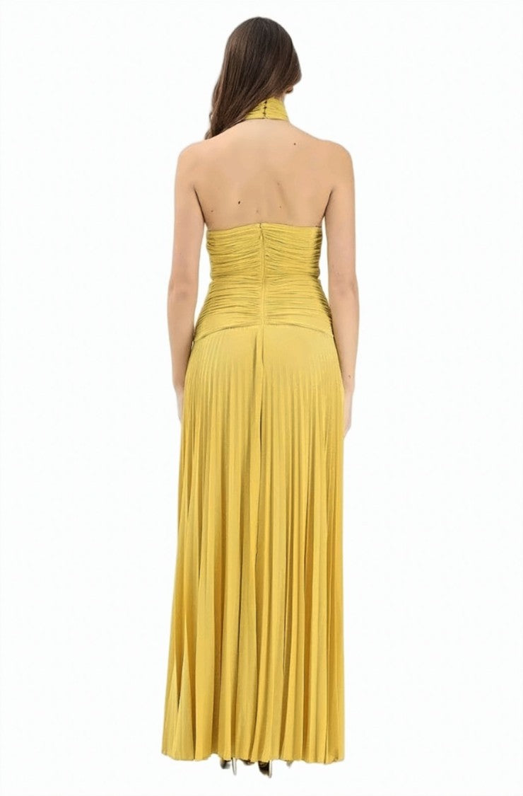 Elisabetta Franchi Lamé Jersey Halter Evening Dress