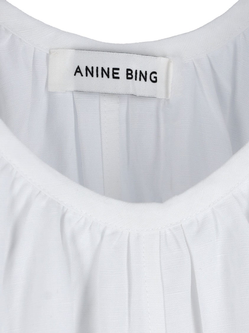 Anine Bing Midi Linen & Lyocell Dress – White