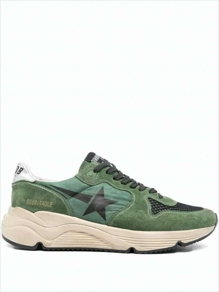Golden Goose Green Suede And Nylon Sneakers