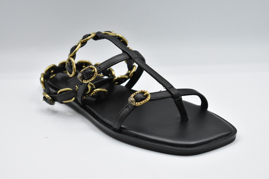 Kurt Geiger Black Lace-Up Flat Shoes With Chain Detail