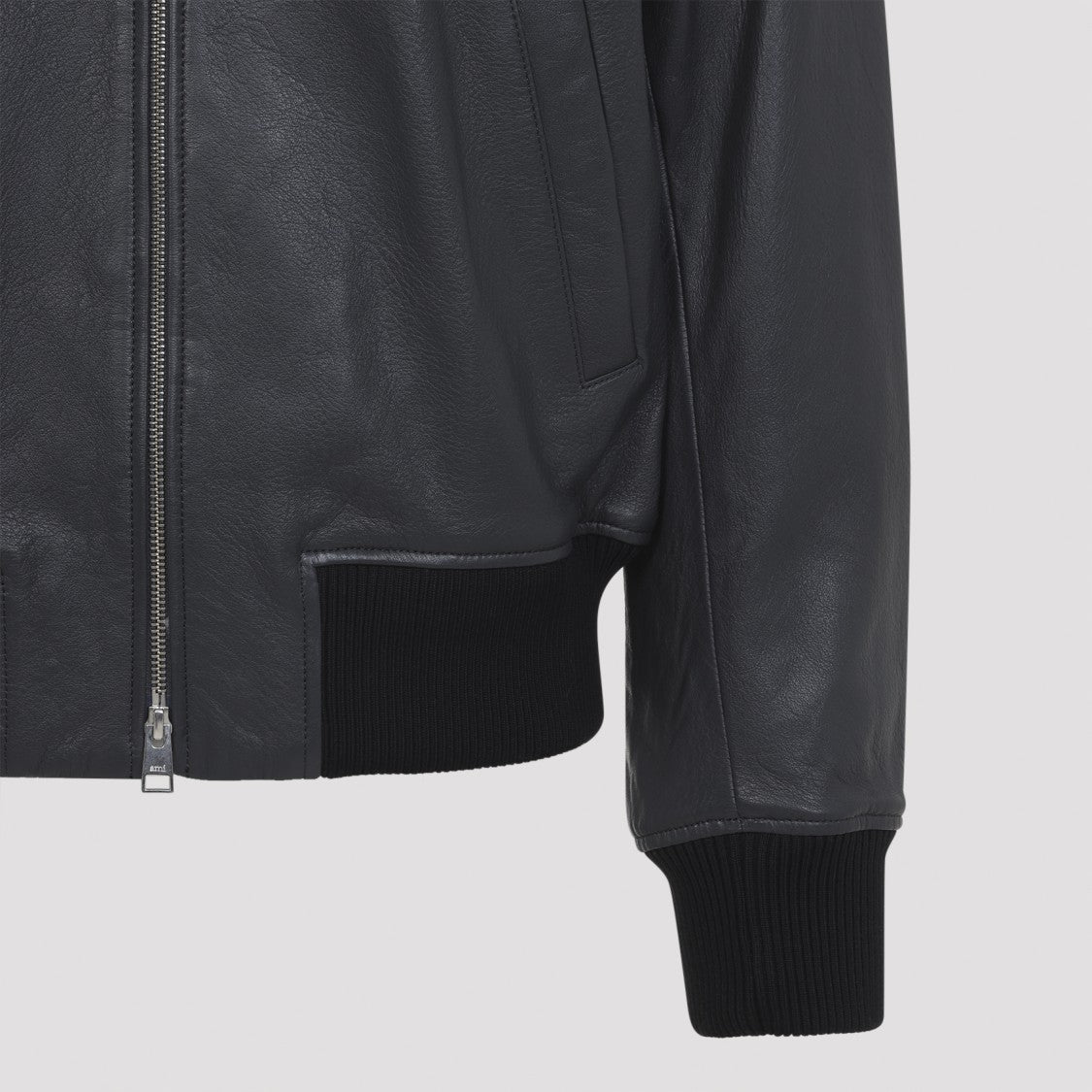 Ami Contemporary Black Leather Jacket