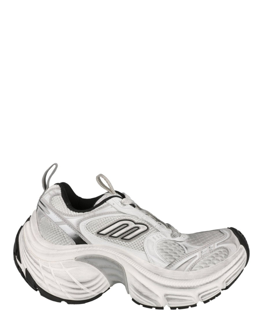 Balenciaga Chunky Low-Top Sneakers With Block Heel And Mesh Details
