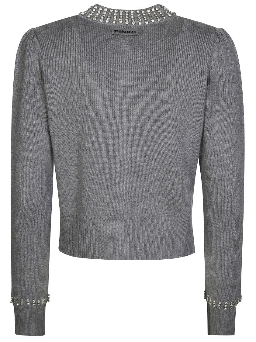 Pinko Spezzino Cardigan With Rhinestone Collar