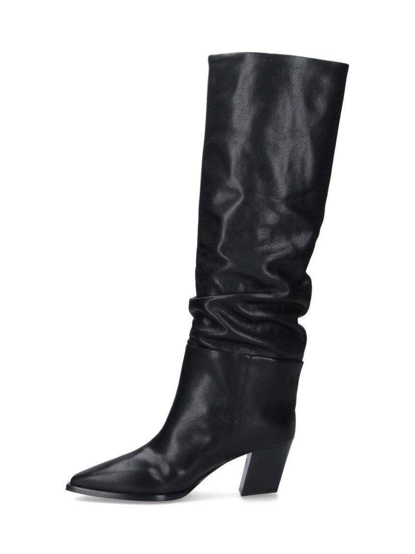 Jimmy Choo Pointed Toe Slouchy Calf Leather Boots