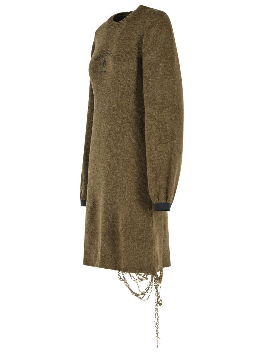 Mm6 By Maison Margiela Green Wool Blend Midi Dress