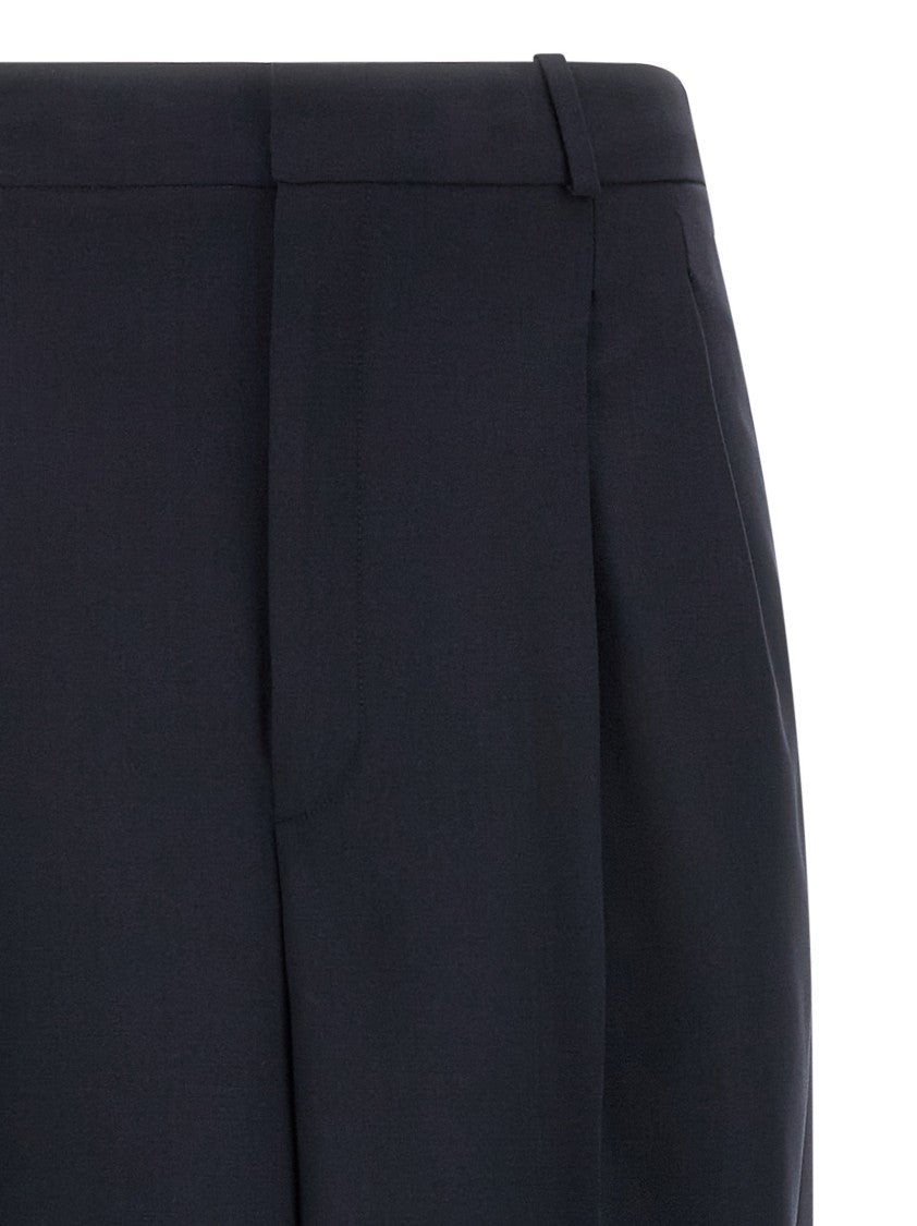 Polo Ralph Lauren Wide Leg Wool Trousers With Ironed Pleat