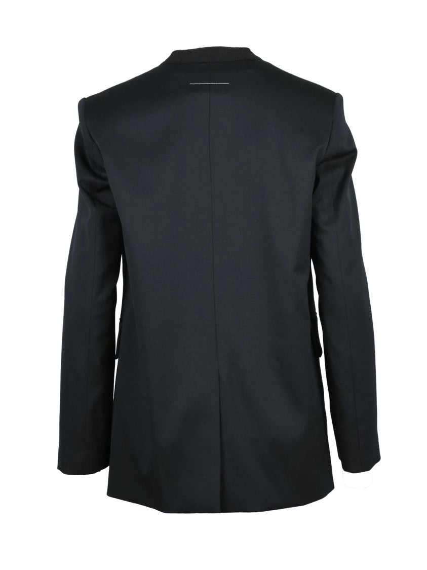 Mm6 By Maison Margiela Black Virgin Wool-Blend Snap-Button Jacket