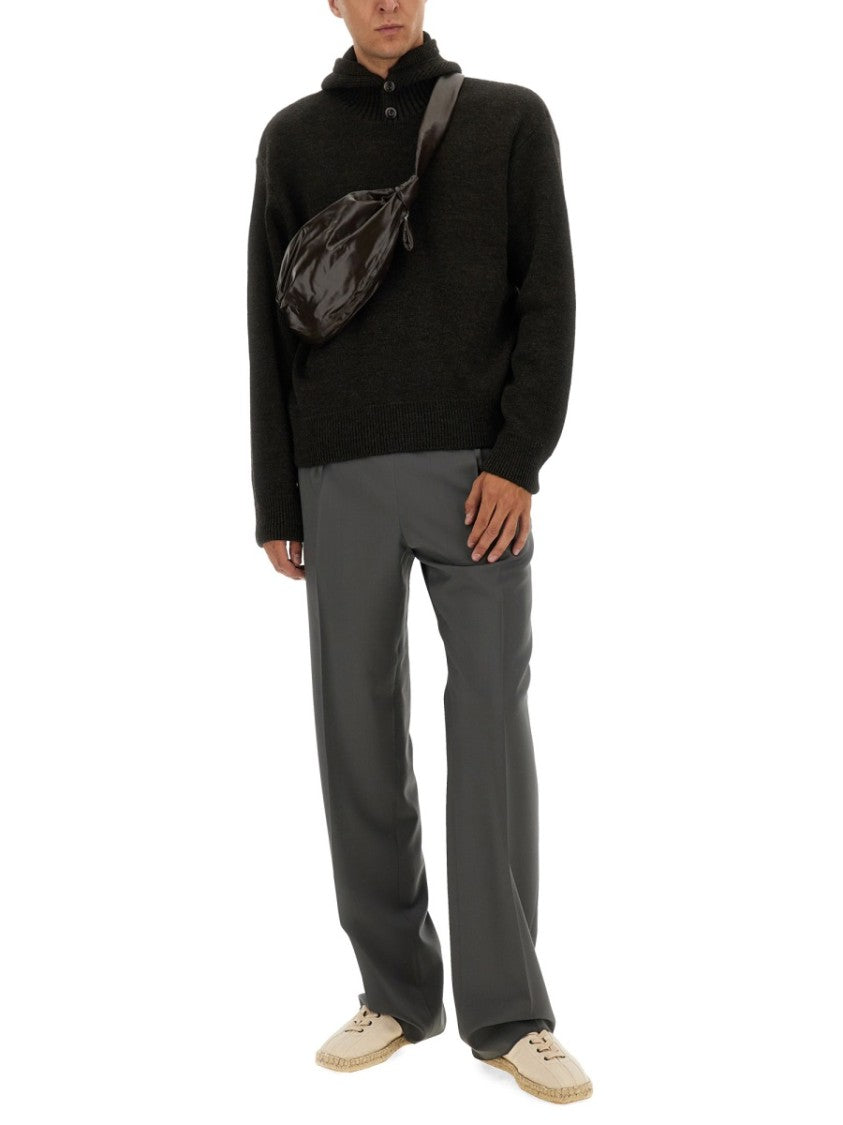 Lemaire Knitted Hooded Sweater With Ribbed Detailing