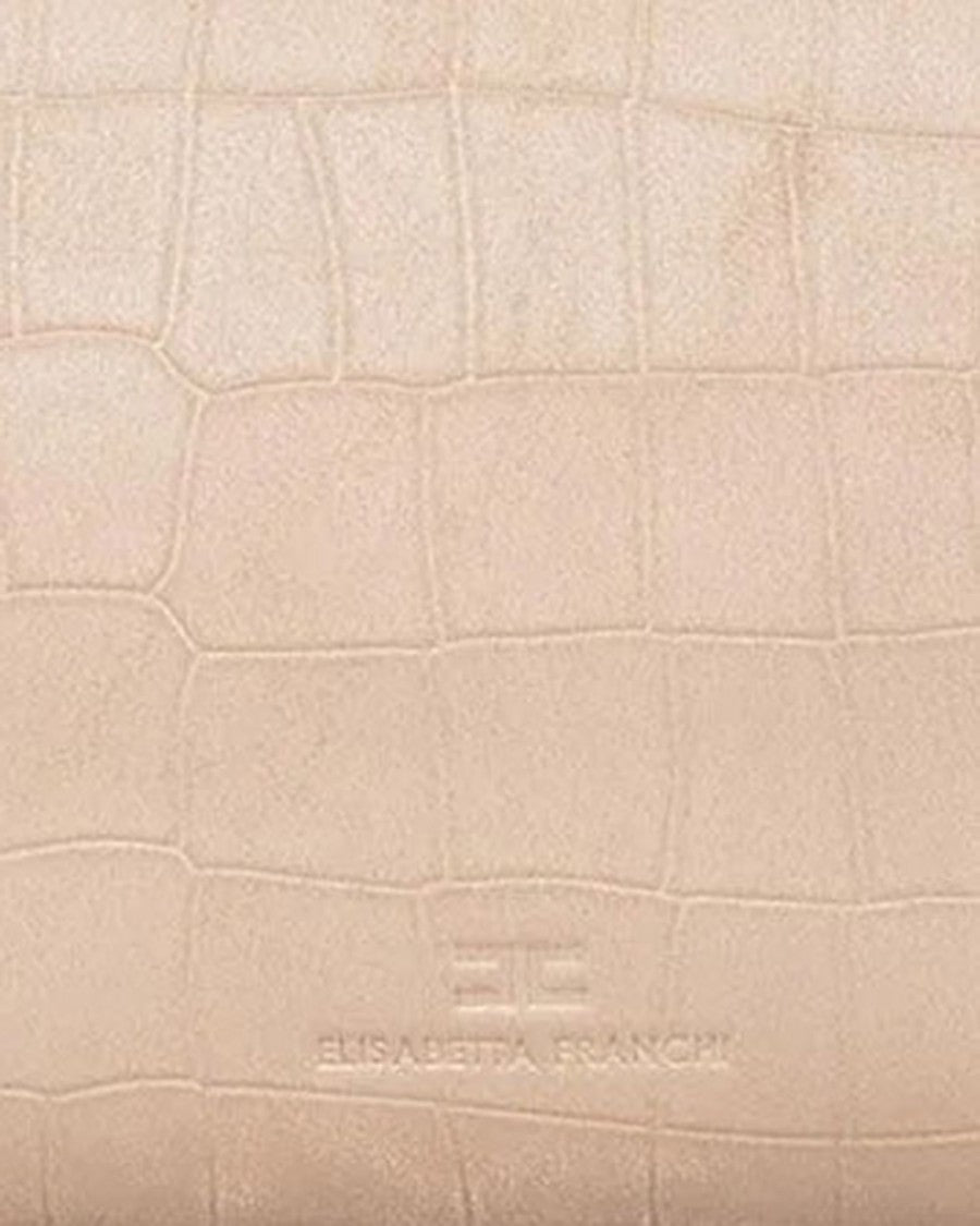 Elisabetta Franchi Crocodile-Embossed Suede Shoulder Bag With Braided Strap