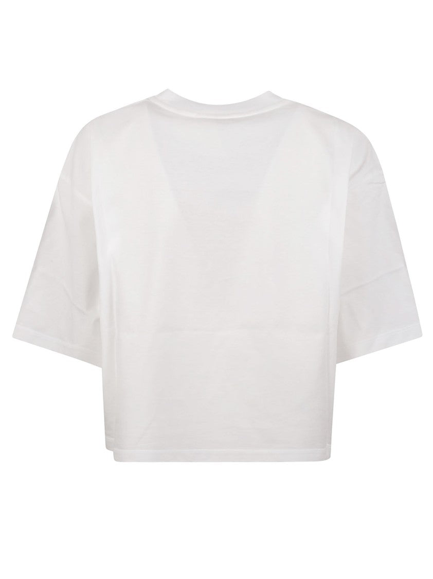 Marni Cropped White T-Shirt With Logo Print