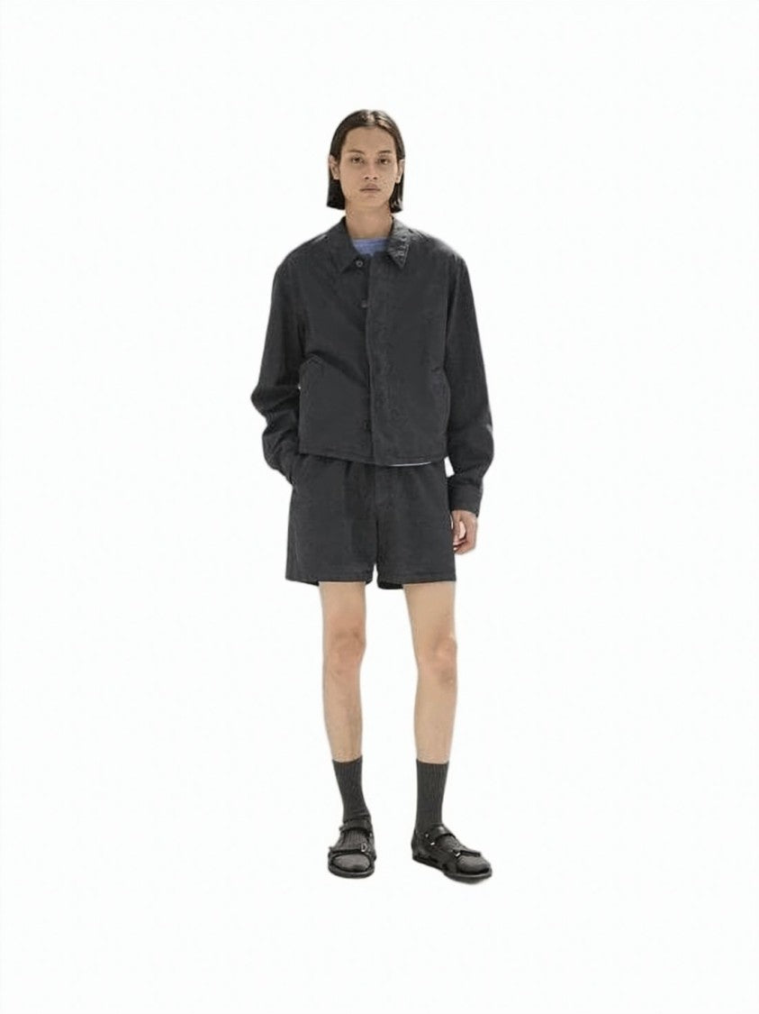 Auralee Boxy Cropped Jacket With Classic Collar