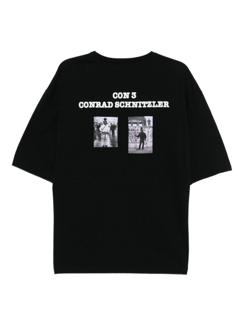 Undercover Graphic Print Black T-Shirt With Ribbed Cuffs