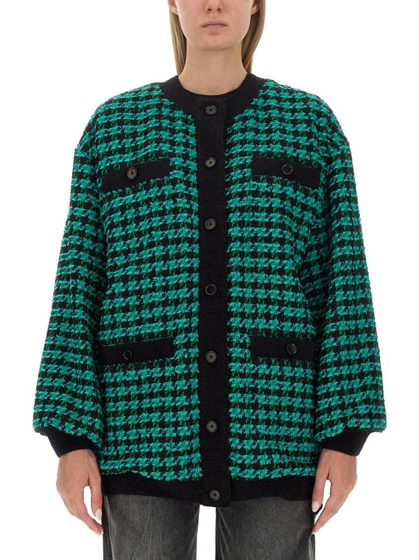 Msgm Houndstooth Tweed Jacket