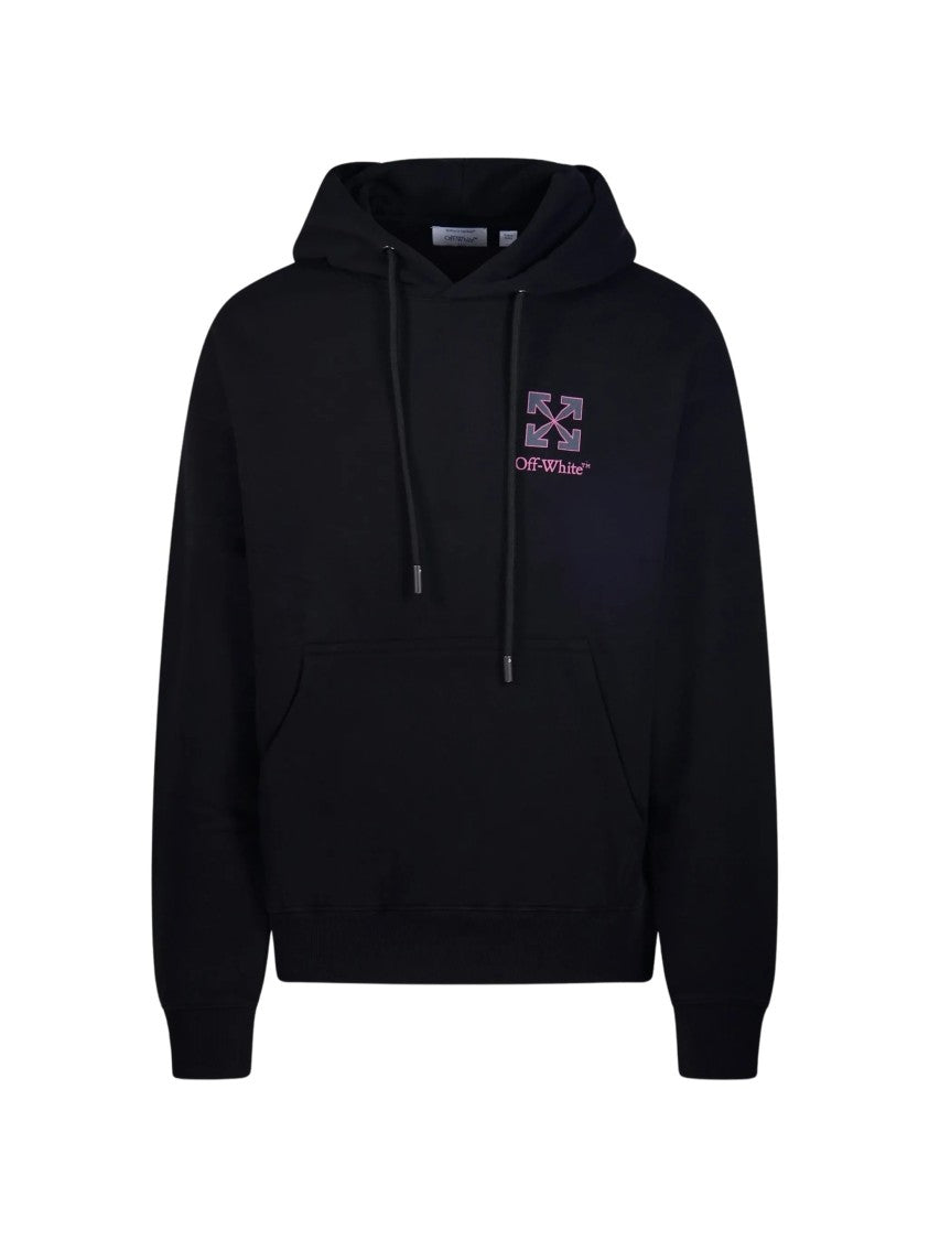 Off-White Minimalist Black Hoodie With Adjustable Drawstring And Subtle Logo