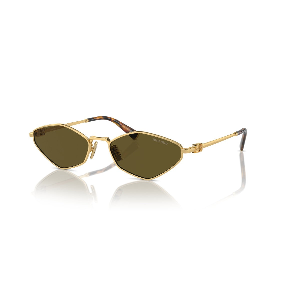 Miu Miu 0Mu 56Zs Angular Gold Metal Sunglasses