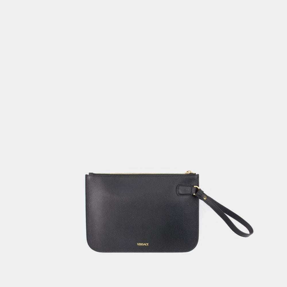 Versace Small Medusa Biggie Clutch - Leather - Black