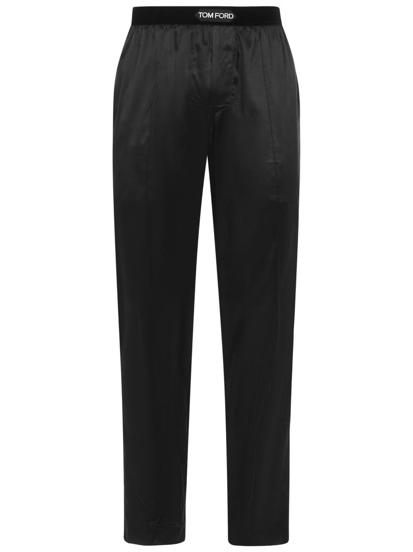 Tom Ford Dark Brown Silk Satin Pajama Pants