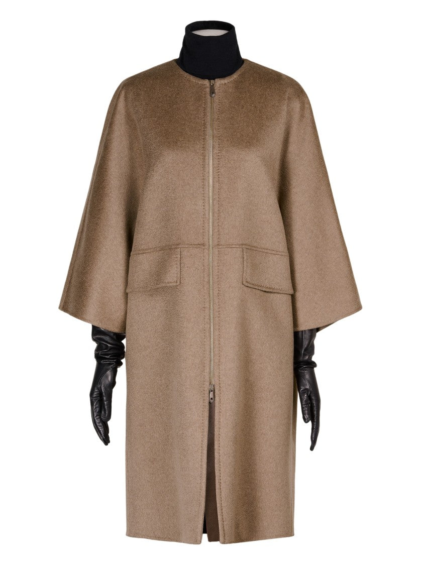 Max Mara Loose-Fit Brown Coat With Wide Sleeves