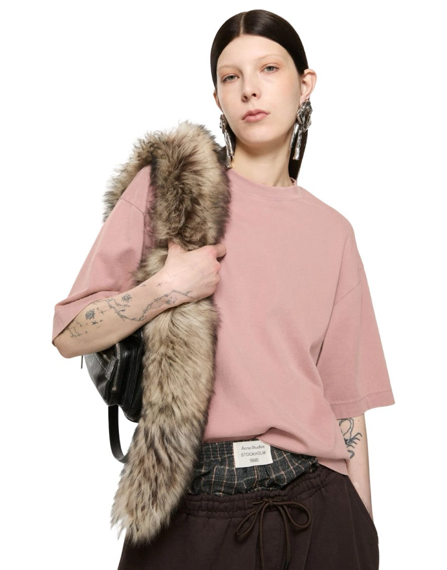 Acne Studios Relaxed-Fit Vintage-Inspired Pink T-Shirt With Crew Neckline