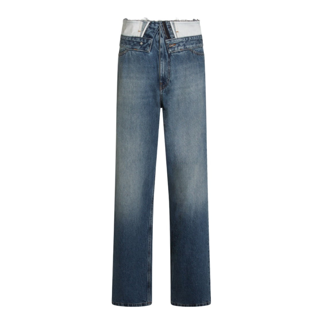 Mm6 By Maison Margiela Straight-Leg Denim Jeans With Raw Edge Waistband