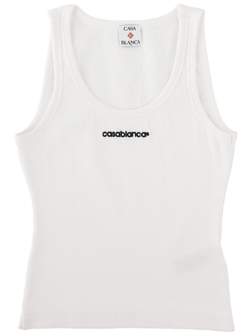 Casablanca Ribbed Centered Logo Organic Cotton Tank Top