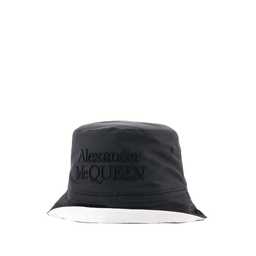 Alexander Mcqueen Low Rever Bucket Hat - Polyester - Black/White