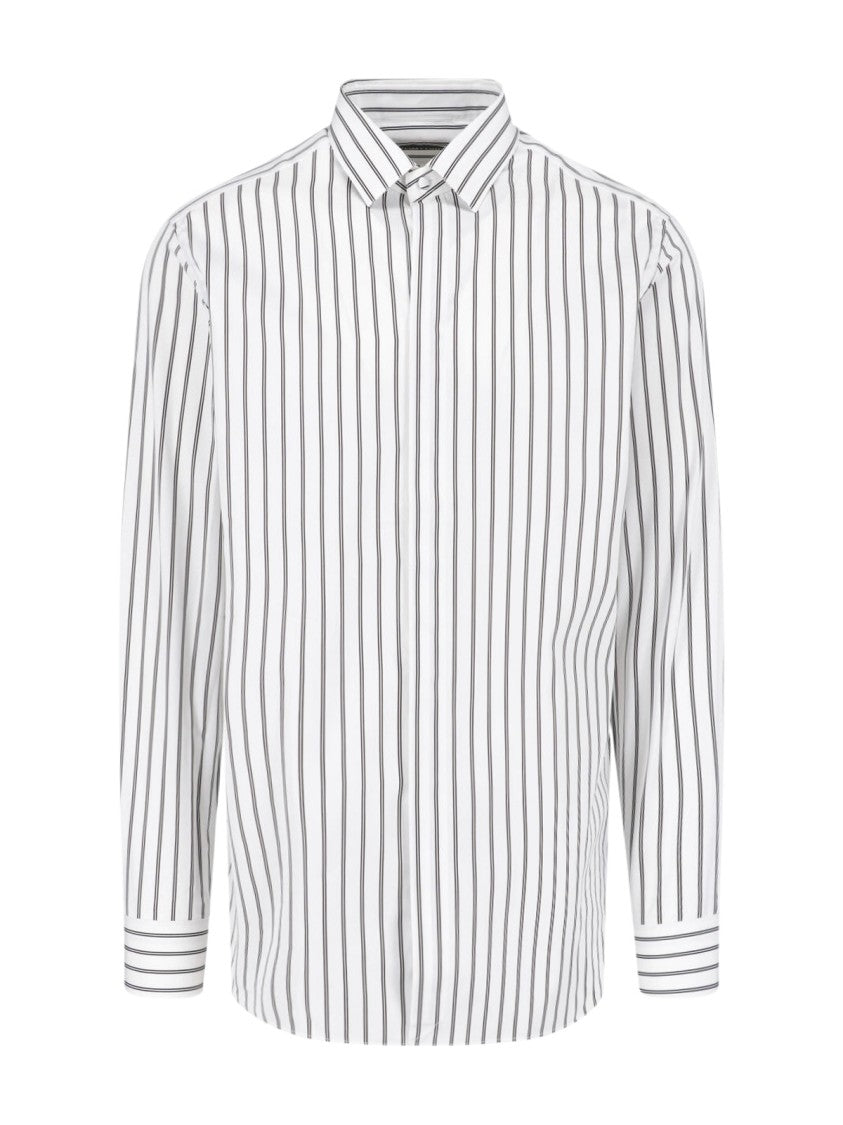 Tom Ford Vertical Striped Casual Shirt With Pointed Collar