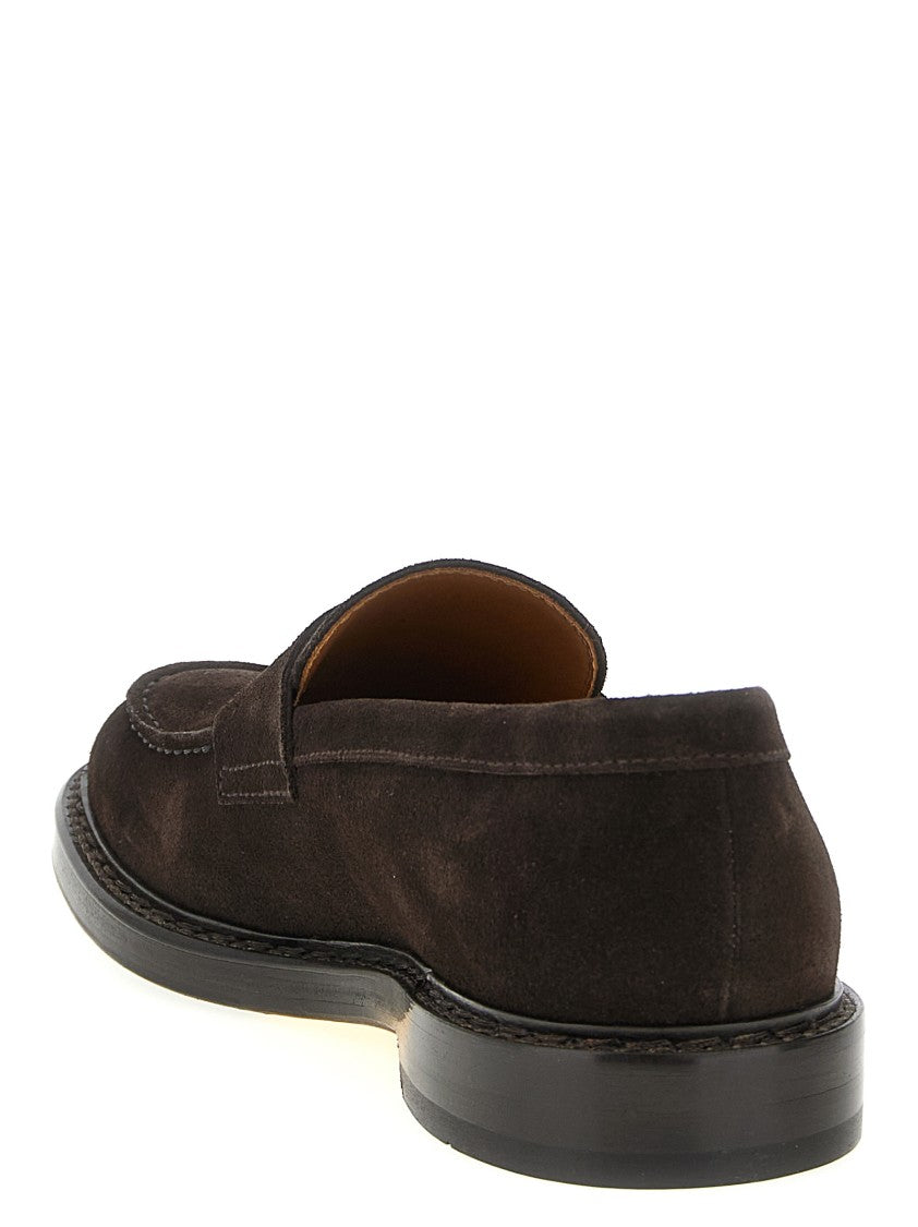 Doucal's Penny Strap Suede Loafers With Embossed Tub Stitching