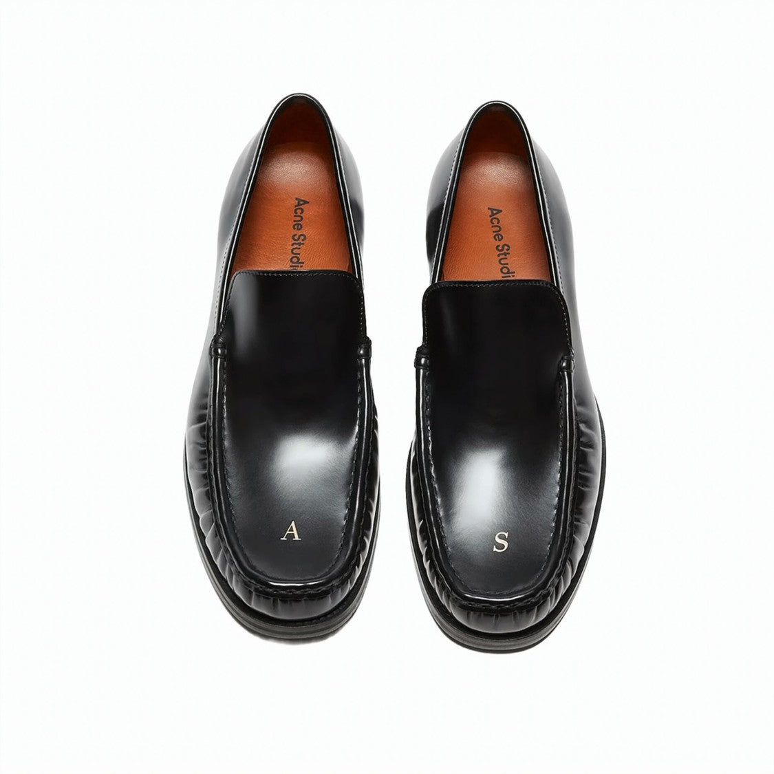 Acne Studios Polished Black Leather Loafers With Classic Moccasin Design