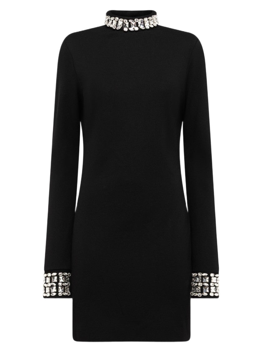 Blugirl Black Mini Dress With Silver Embellishments And V-Cut Back