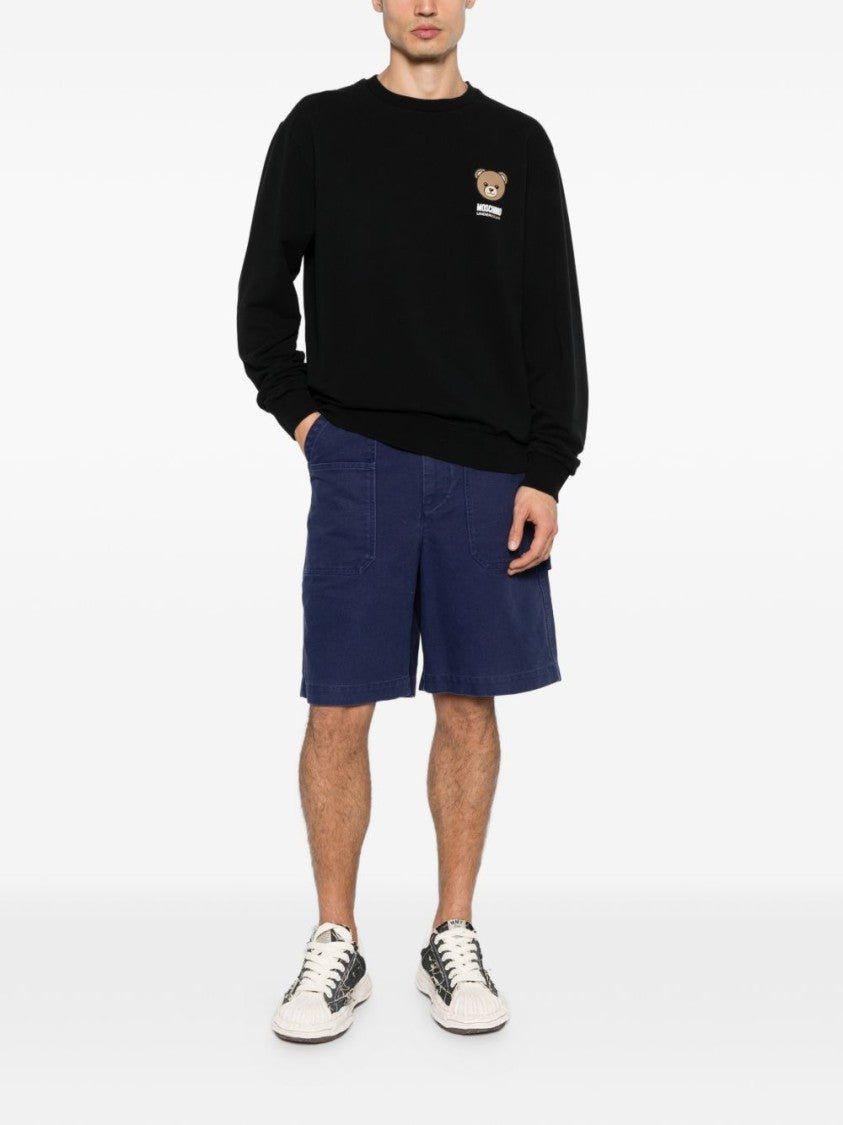Moschino Casual Black Sweater With Playful Teddy Bear Graphic