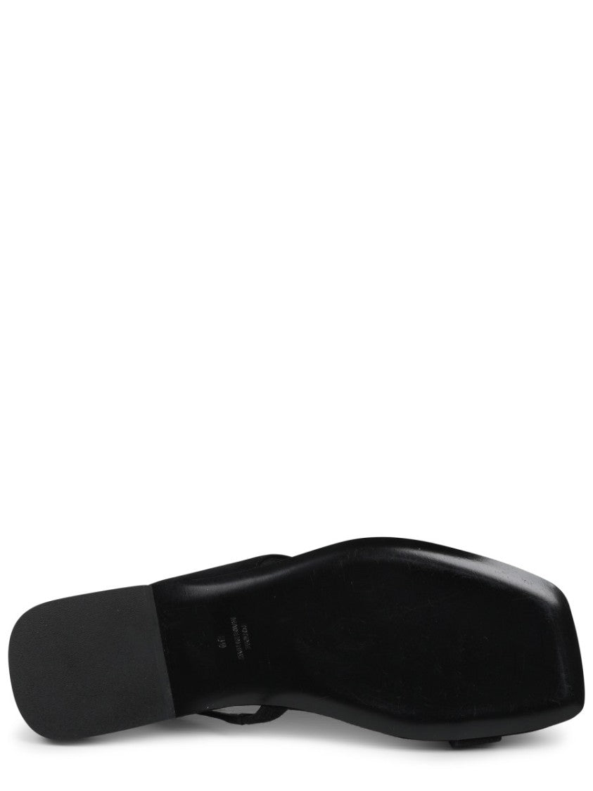 Totême Sleek Suede Sandal With Unique Toe Loop Strap