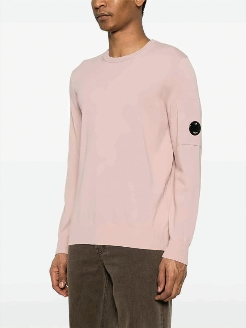C.P. Company Light Pink Cotton Sweater With Classic Crew Neck