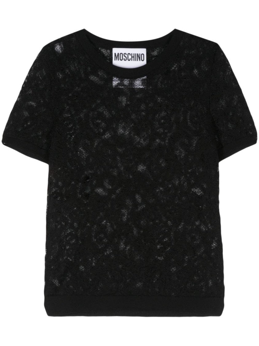 Moschino Jacquard Knitted Crew Neck Sweater