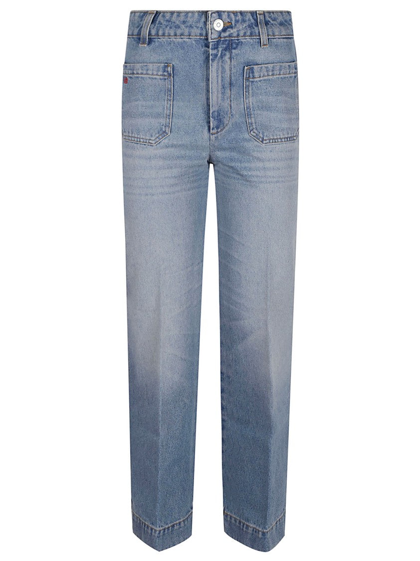 Victoria Beckham Blue Cropped Kick Alina Jeans