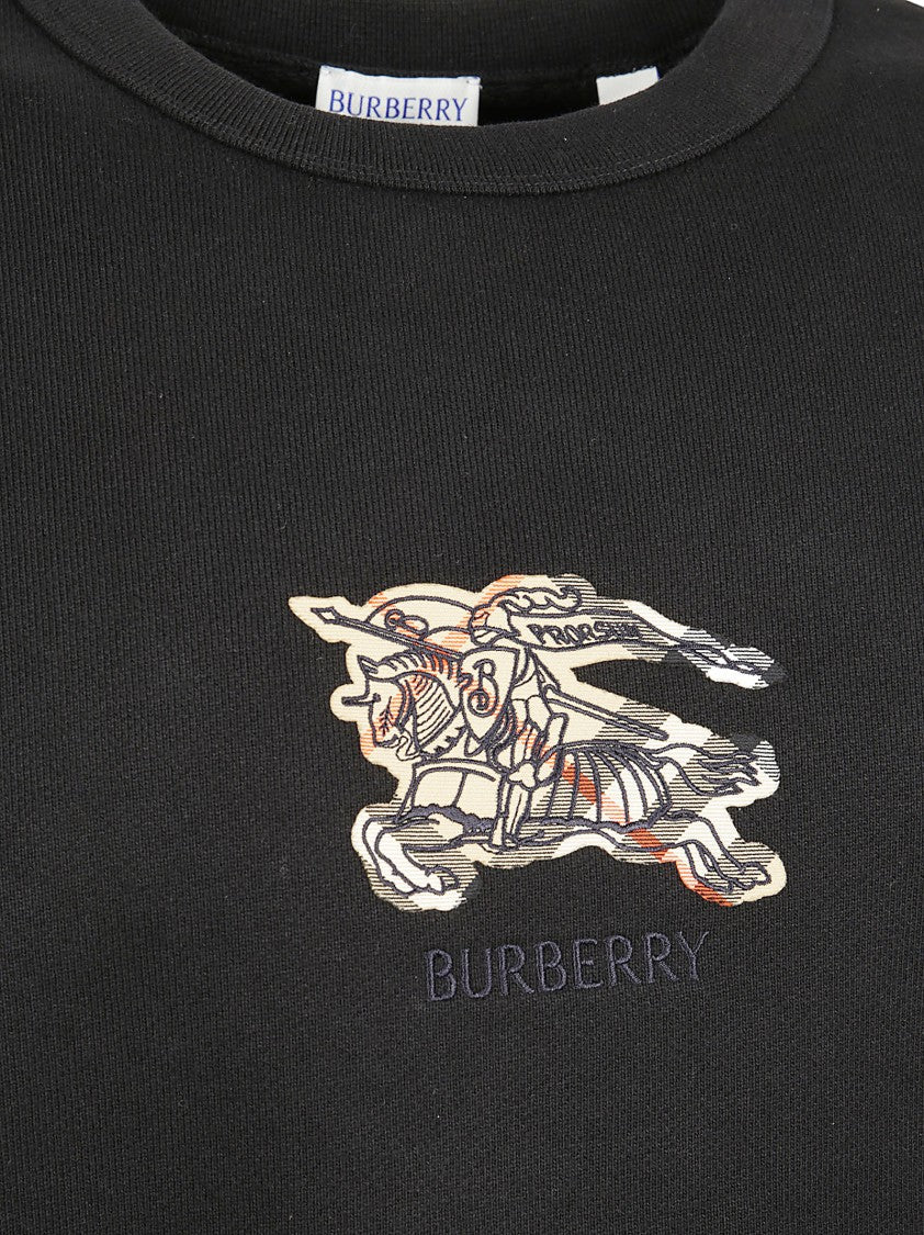 Burberry Equestrian Knight Patch Black Cotton Sweatshirt