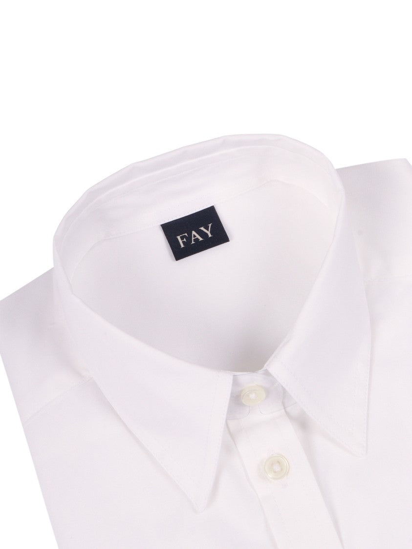 Fay White Button Up Pointed Shirt