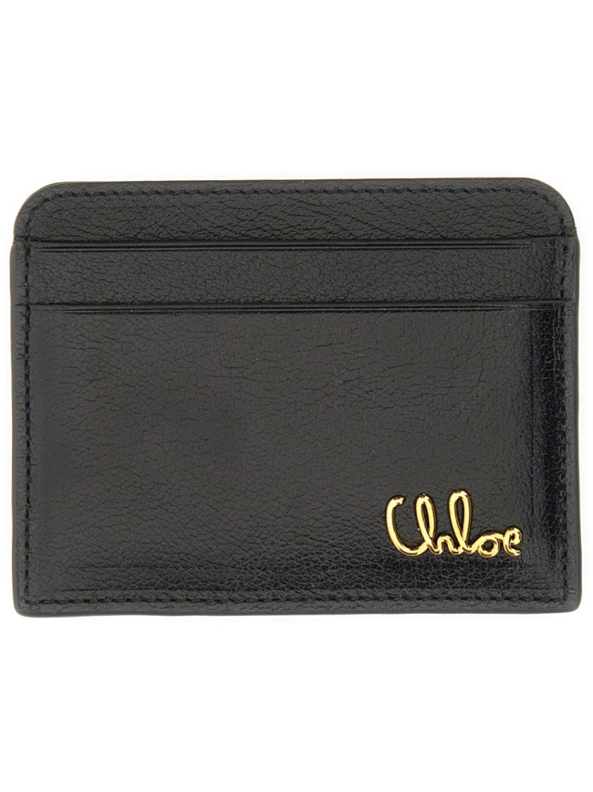Chloé Black Iconic Compact Leather Card Holder