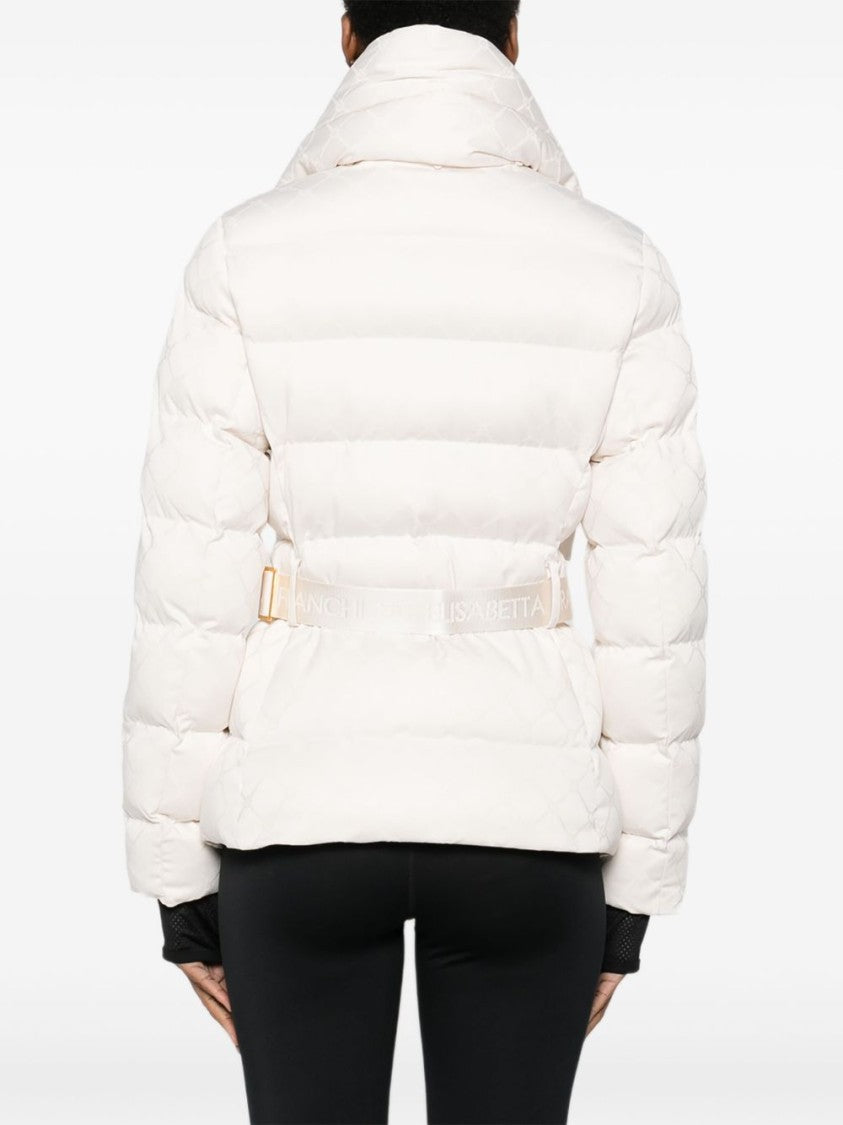 Elisabetta Franchi Padded White Jacket With Quilted Design