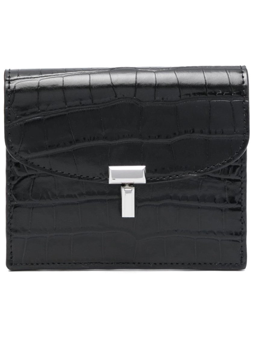 Totême Crocodile-Embossed T-Lock Leather Card Holder