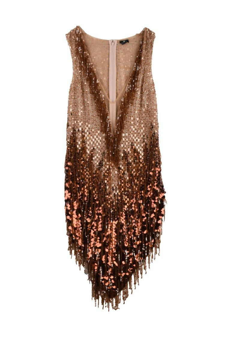 Elisabetta Franchi Charleston Sequin Dress - Brown