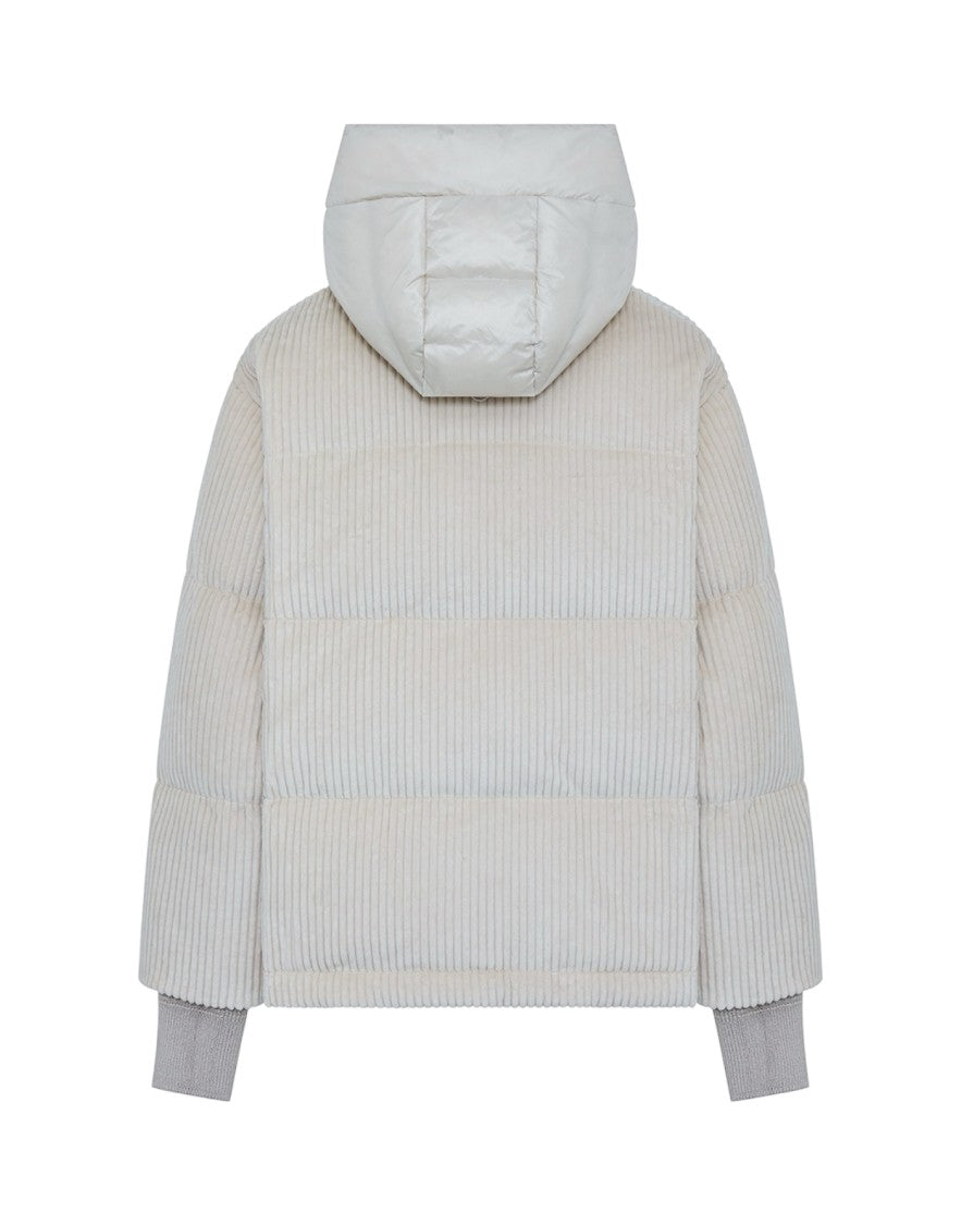 Duno Lightweight Short Down Jacket In Pure Wool Fabric