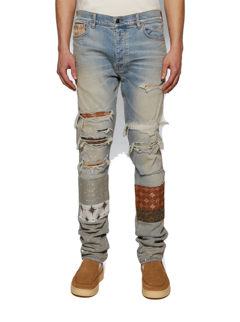 Amiri Quad Artpatch Skinny Jean Antique Indigo