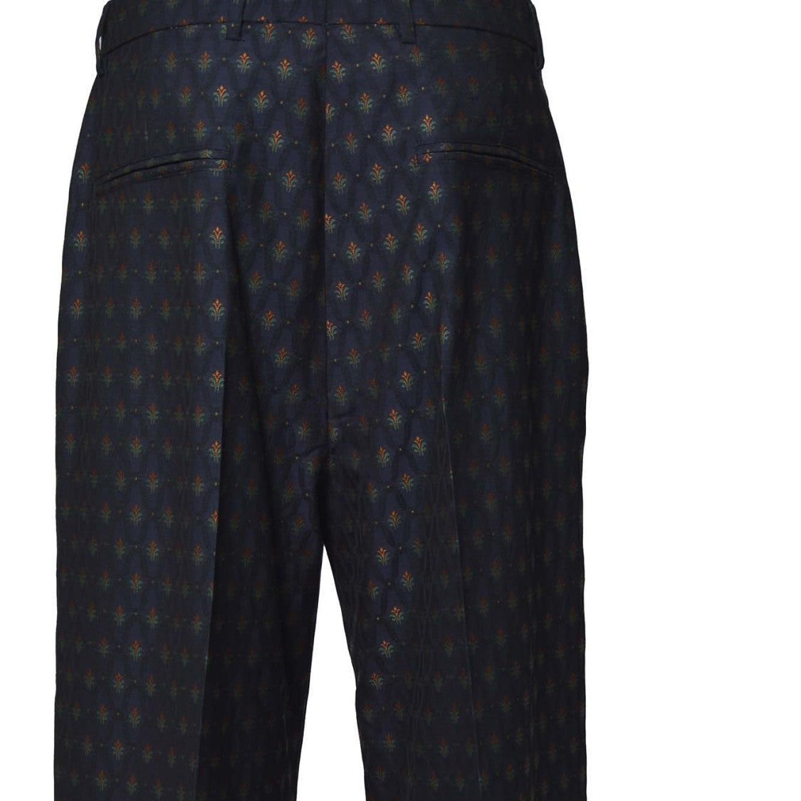 Etro Blue Jacquard Wool Palazzo Pants